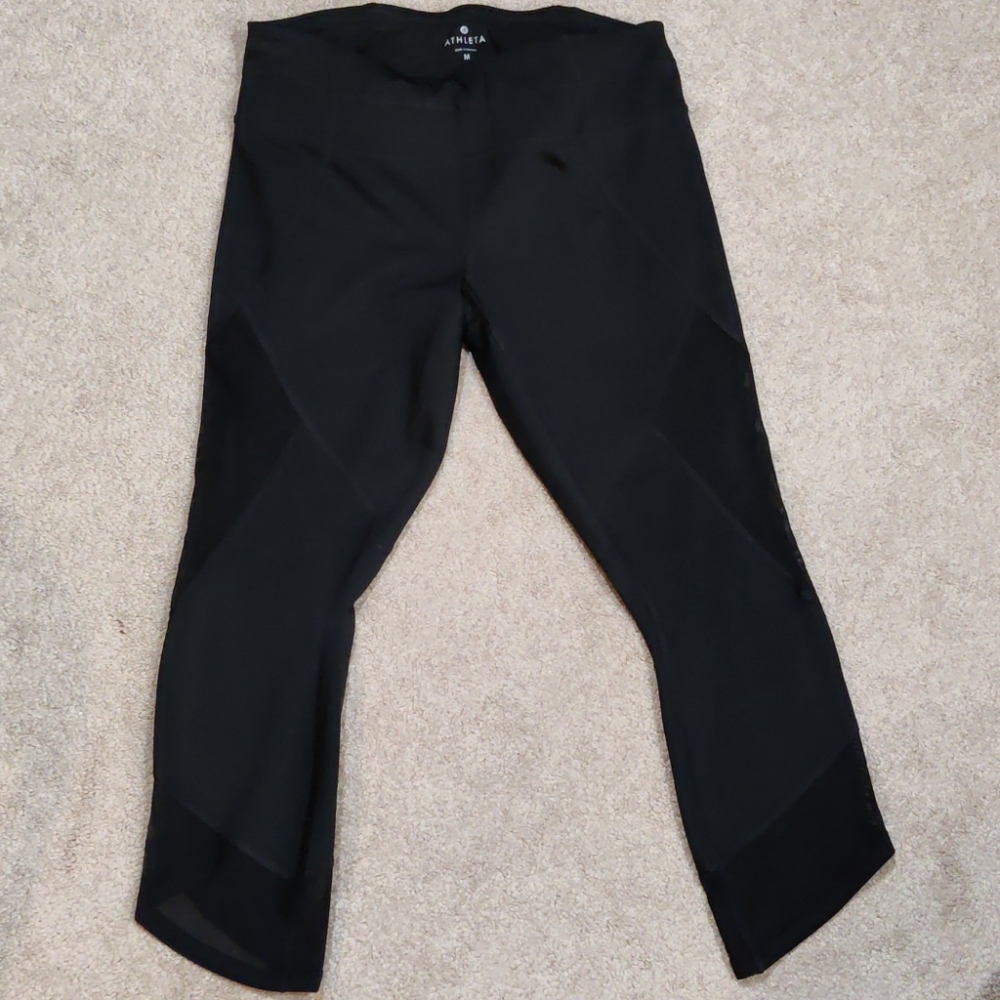 Athleta crop leggings with mesh detail